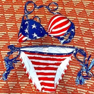 ✨4th of JULY✨ American flag string bikini